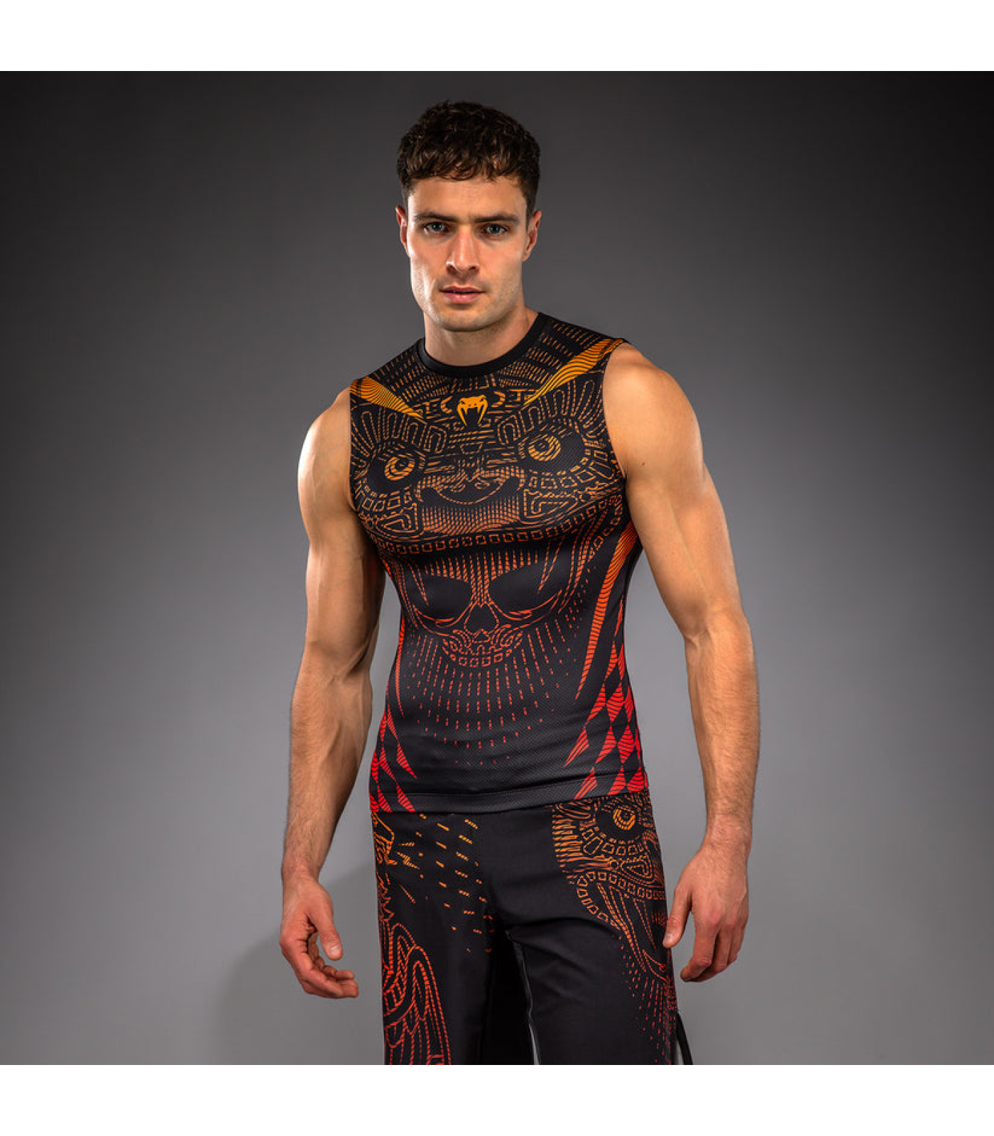 Рашгард - Venum Quetzal Fury Sleeveless Rashguard - Black/Fury Red/ Tangerine​